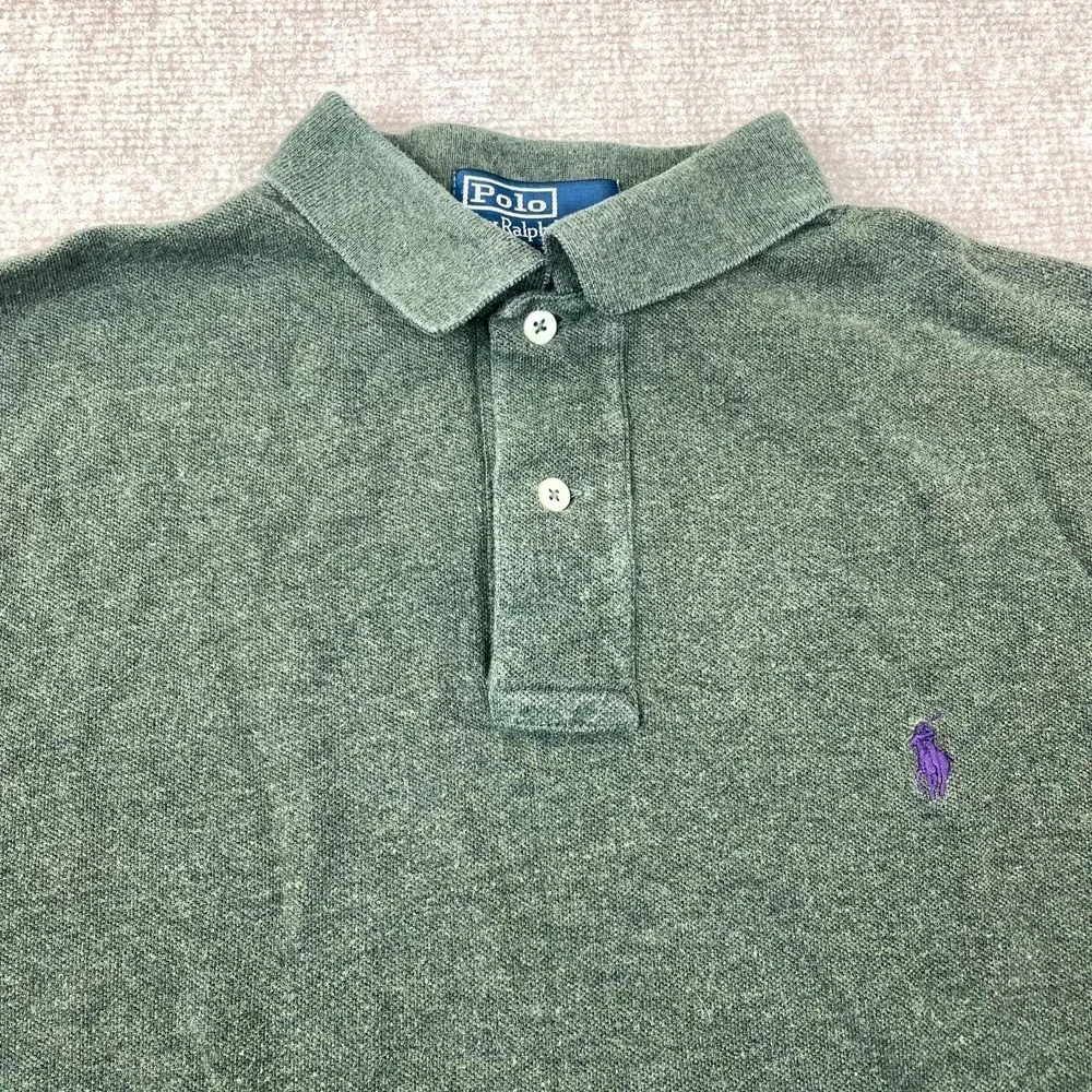 Polo By Ralph Lauren Polo Shirt Men XL Green Performance High Low Slit Pony Logo